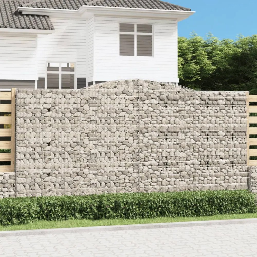 vidaXL 6 db íves horganyzott vas gabion kosár 400x50x200/220 cm