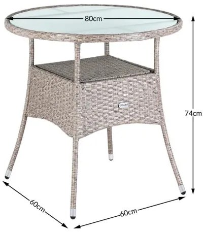 Deuba Rattan asztal Ø80 cm - krémszínű