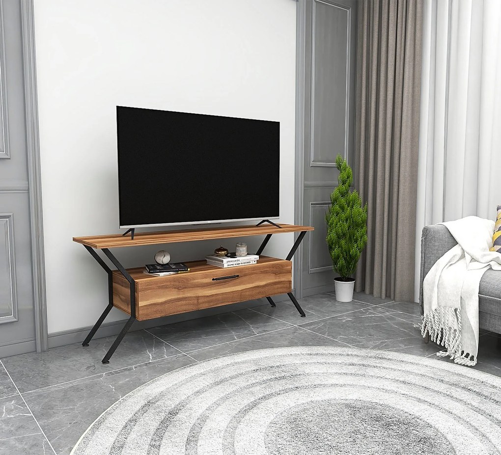 TV asztal/szekrény Tarza (dió + fekete). Akció -20%. 1072864