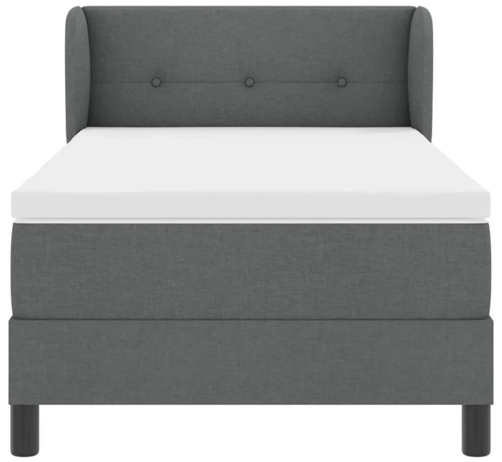 Boxspring Ágy Matrac Készült Sötétszürke Színben, 90x190 cm, Szövet