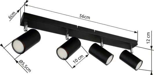 Globo 57911-4B - ROBBY 4xGU10/35W/230V fekete spotlámpa