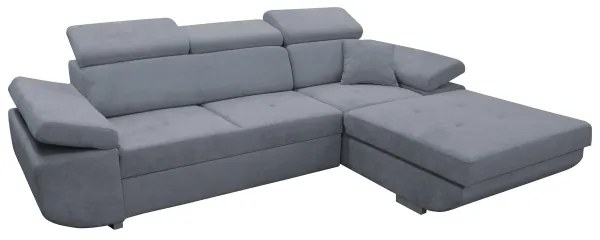 CASTELO jobb oldali, kihúzható L-alakú sarokkanapé tárolóval, sötétszürke