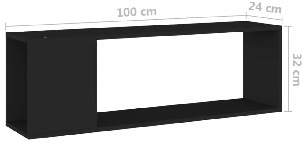 fekete szerelt fa TV-szekrény 100 x 24 x 32 cm