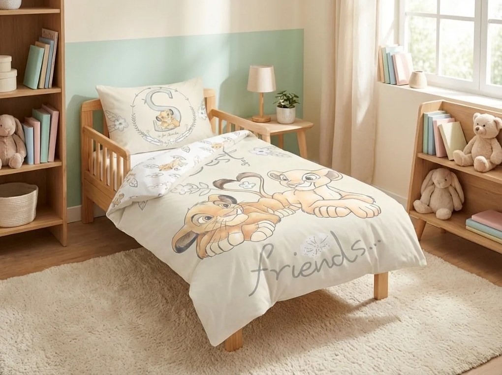 Pamut babaágynemű LION KING BF krémszínű Ágyneműhuzat mérete: 40 x 60 cm | 100 x 135 cm