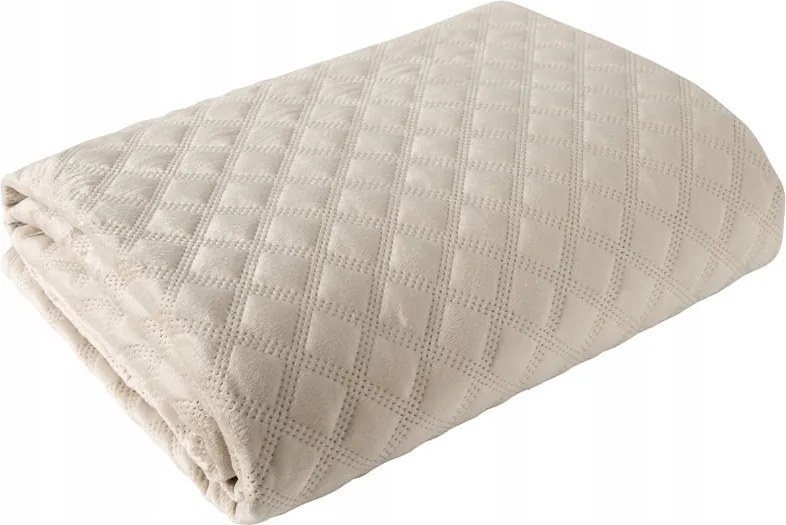 Dekoratív ágytakaró Velvi 70x160 steppelt, geometrikus mintás, világos bézs