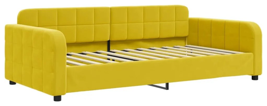 sárga kihúzható bársony heverő fiókkal 100 x 200 cm