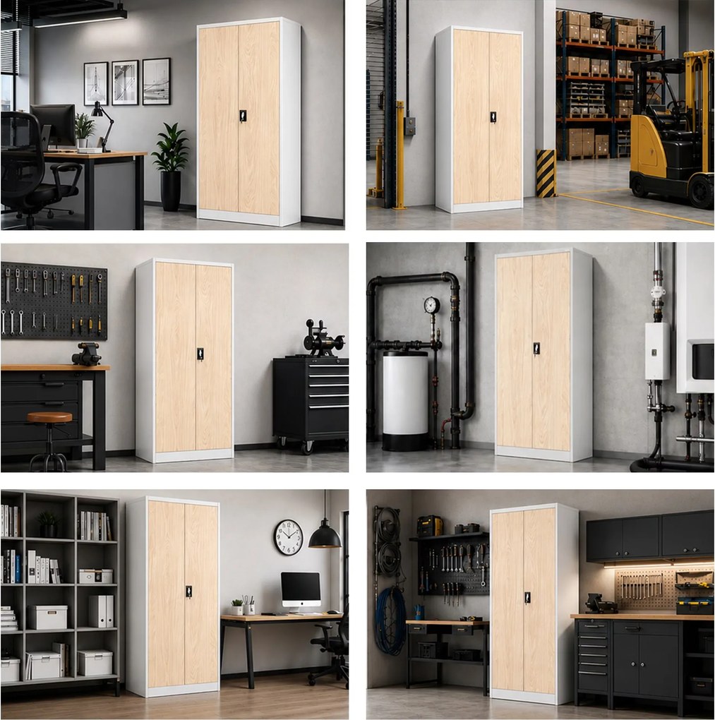 Irodai iratszekrény szürke / sonoma tölgy: Eco Design JAN 900 x 1850 x 400 mm