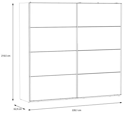 OREN gardróbszekrény tükörrel 220x210 cm artisan tölgy