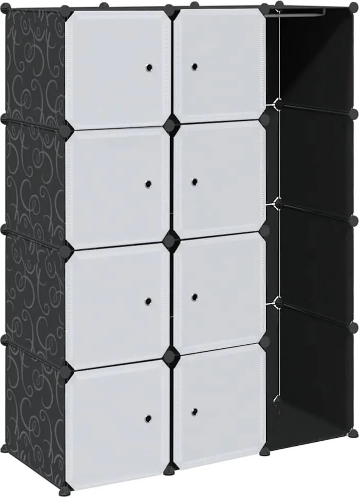 vidaXL fekete/fehér szekrény 9 tárolórekesszel 109x36,5x143 cm