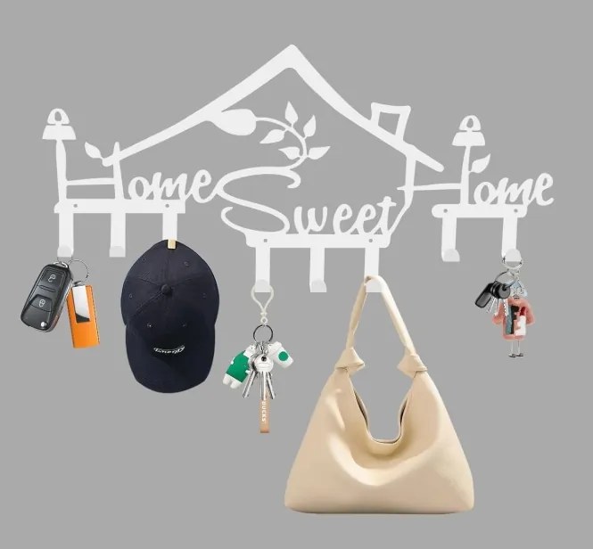 Kulcstartó Home Sweet Home 8 akasztós, fém