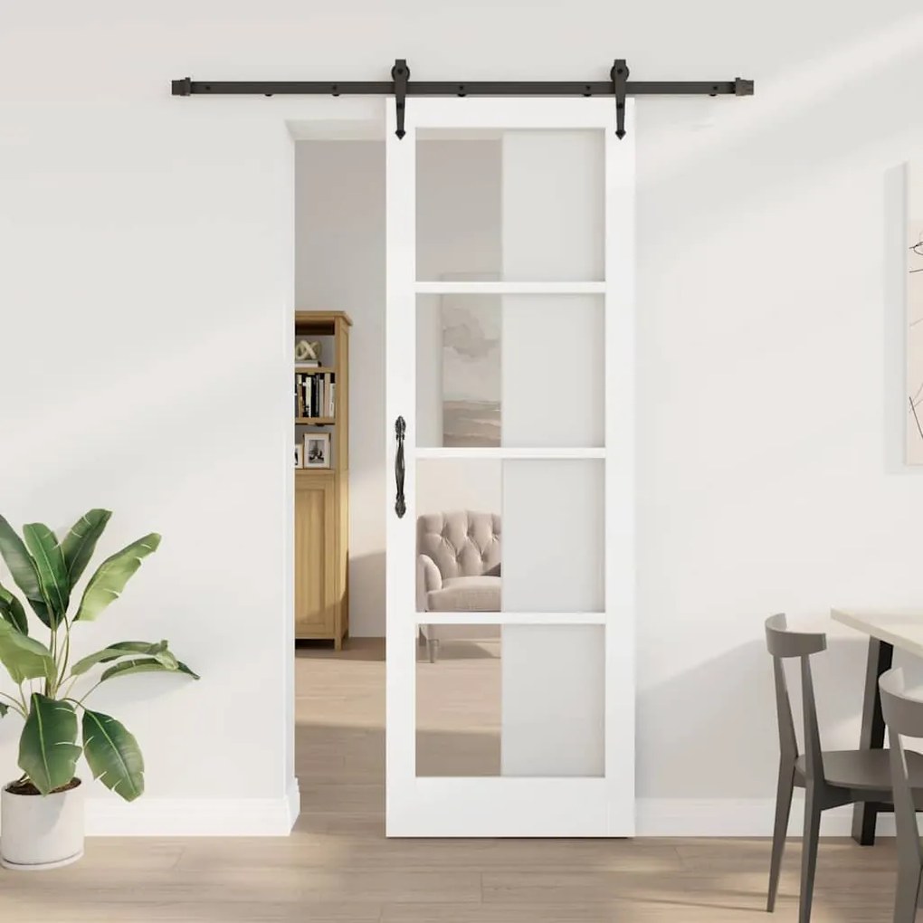 Egyszerű Csúszó Ajtó Fehér 78 x 232 cm Fa és fém