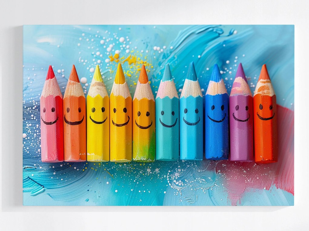 Canvas Vászonkép Gyerekek Színes Ceruzák Mosoly Érzelmek 60x40