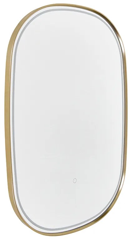 Fürdőszobai tükör rézszínű LED-del, 3 fokozatban dimmelhető, érintőgombos, ovális - Miral