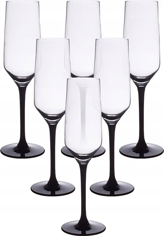 Pezsgős poharak fekete lábbal 6 db-os szett Rubin Black