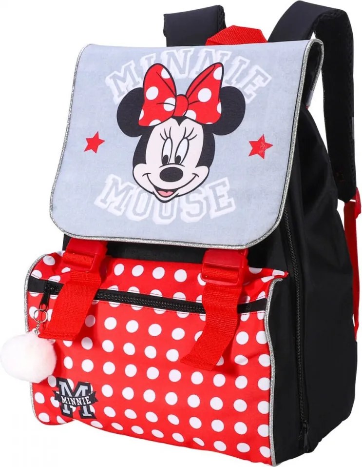 Disney Minnie Grey iskolatáska, táska Pomponnal, 42 cm