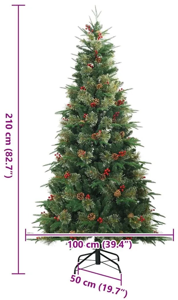 Műanyag Hajtogatós Karácsonyfa Zöld 210 cm PVC, PE és Acél