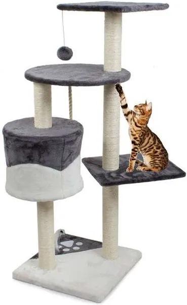 4 szintes macska szórakoztató központ - szürke