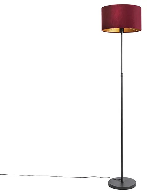 Állólámpa fekete piros bársony árnyékolóval aranyozott 35 cm - Parte