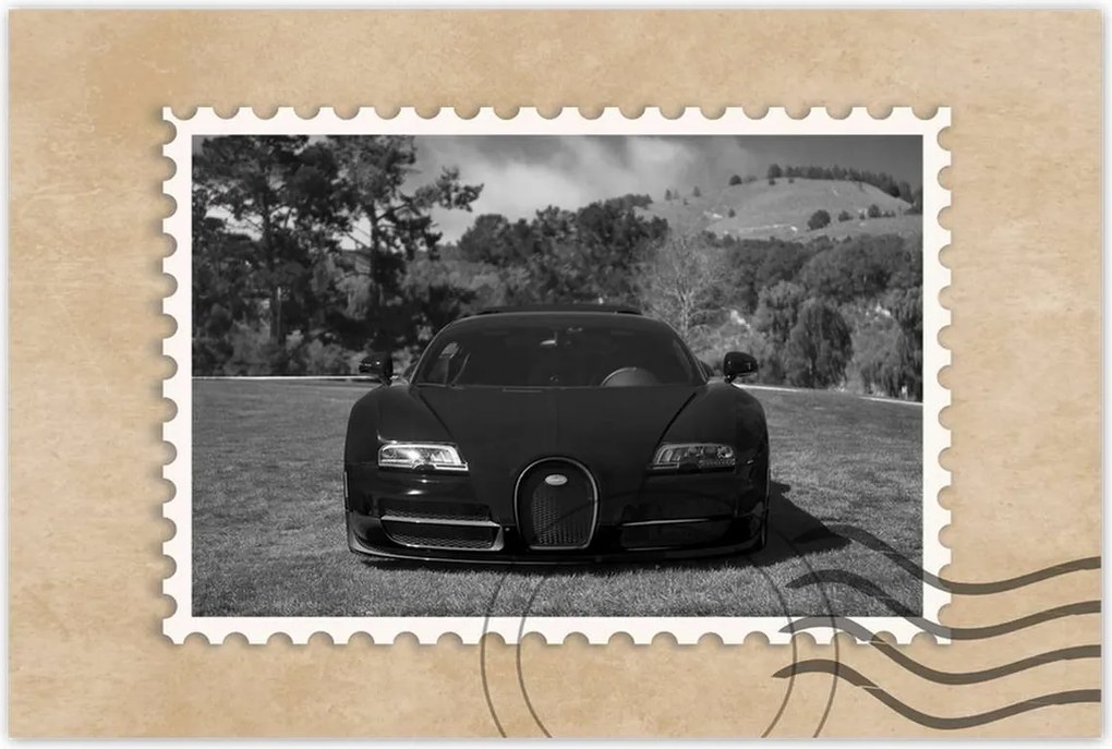 Poszter 90x60 Fekete Bugatti Autó