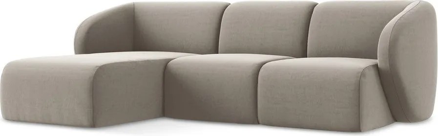 Világosbarna bársony sarokkanapé (bal oldali-heverő résszel) Lani – Makamii