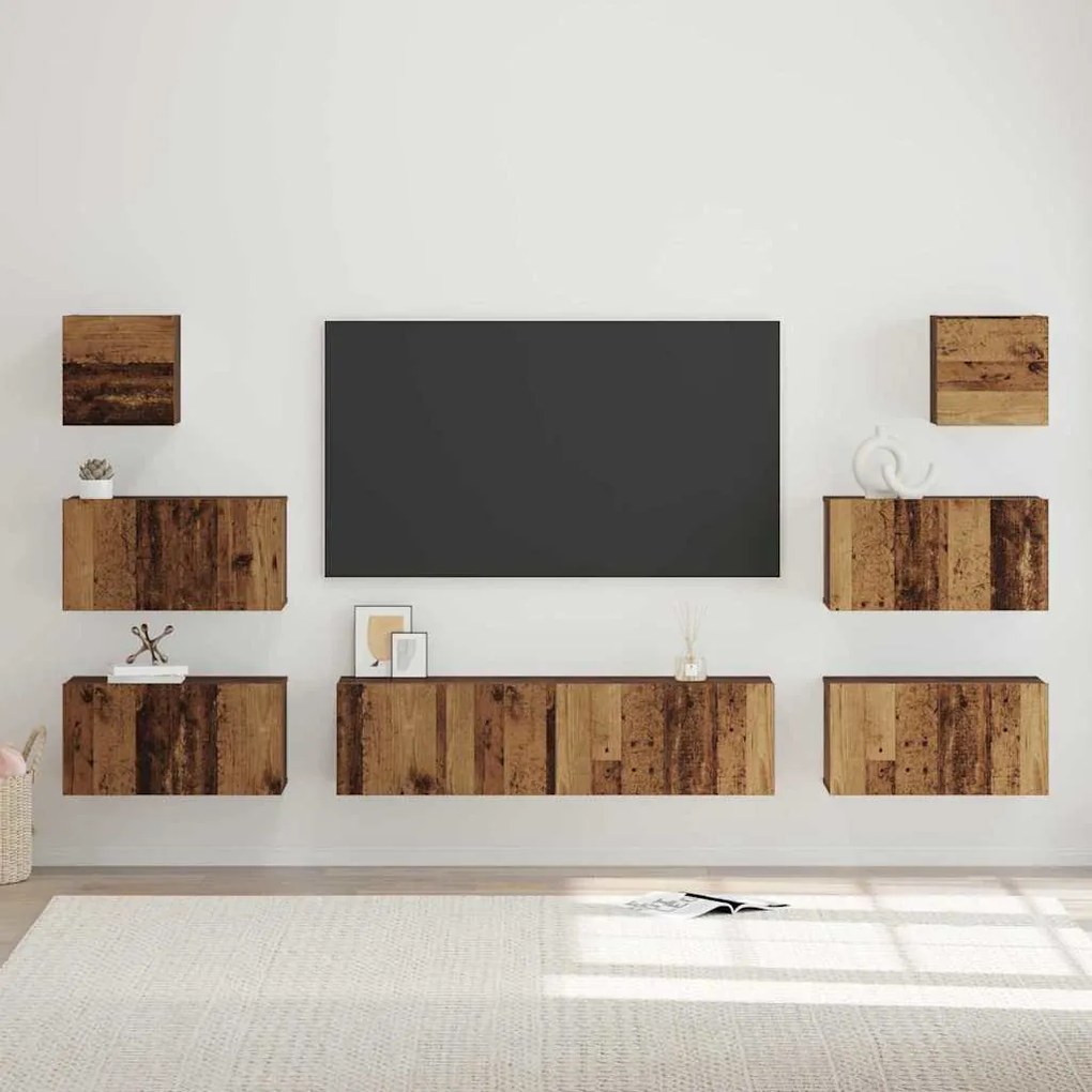 TV szekrény garnitúra 8 pcs Régi fa 60 x 30 x 30 cm Faanyag