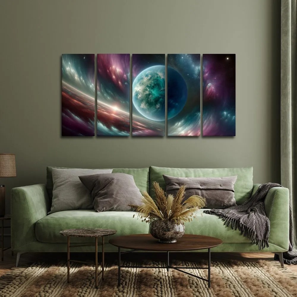 5 részes kép galaxis és bolygó