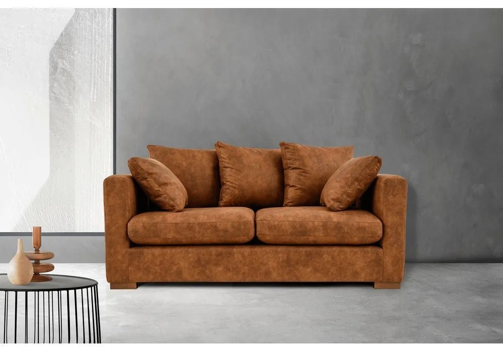 Konyakbarna bőrutánzat kanapé 175 cm Hamburg – Scandic