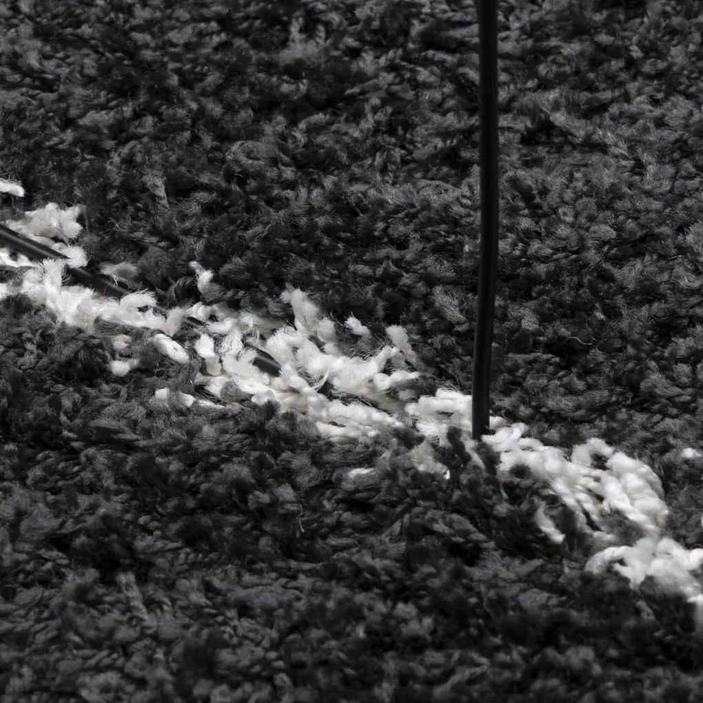PAMPLONA fekete és krém bolyhos modern szőnyeg 80 x 250 cm