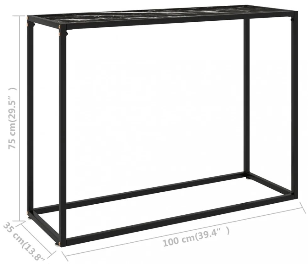 fekete edzett üveg tálalóasztal 100 x 35 x 75 cm