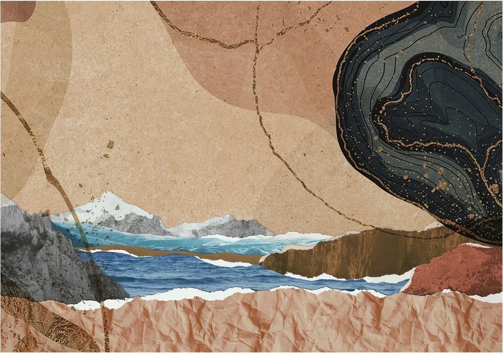 Divatos 3D fali tapéta Absztrakt tájkép 312x219 ragasztóval