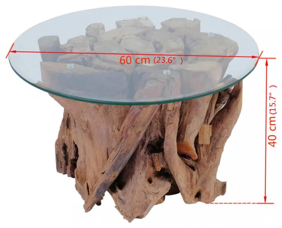 tömör tíkfa uszadék dohányzóasztal 60 cm