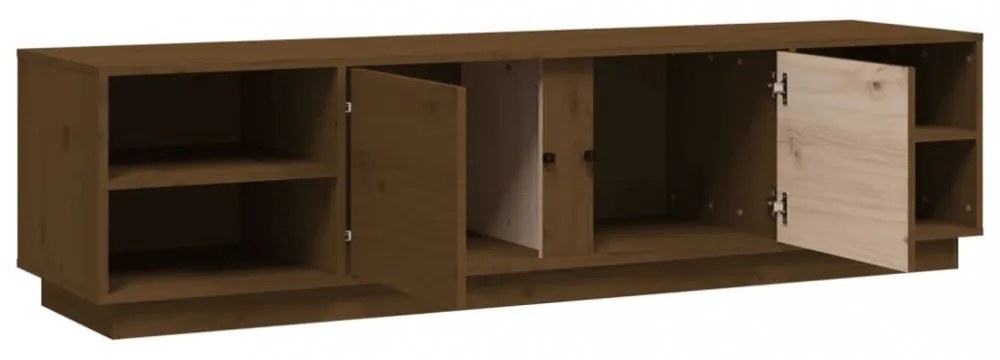 mézbarna tömör fenyőfa TV-szekrény 156 x 40 x 40 cm