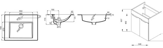 JIKA H4536121763521 - CUBE fürdőszobai szekrény mosdóval 60,7x55 cm, fekete