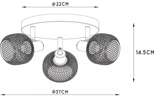 Lucide 77978/13/02 - Spotlámpa MAREN 3xE14/13W/230V fekete/réz