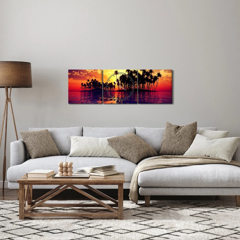 Egy sziget képe naplementekor (órával) (90x30 cm)