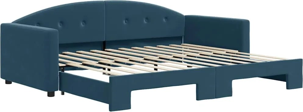 vidaXL kék kihúzható szövet heverő 90 x 200 cm