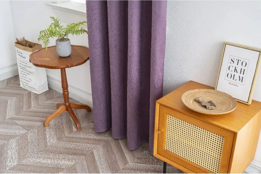 Sötétítő függöny DUNES VELVET 140x250 cm, lila Felfüggesztés: Hullámos sínszalag
