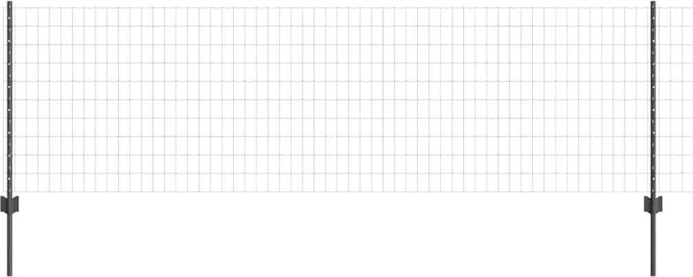 vidaXL Kerítés oszlopokkal Szürke 0,8 x 10 m Acél és PVC
