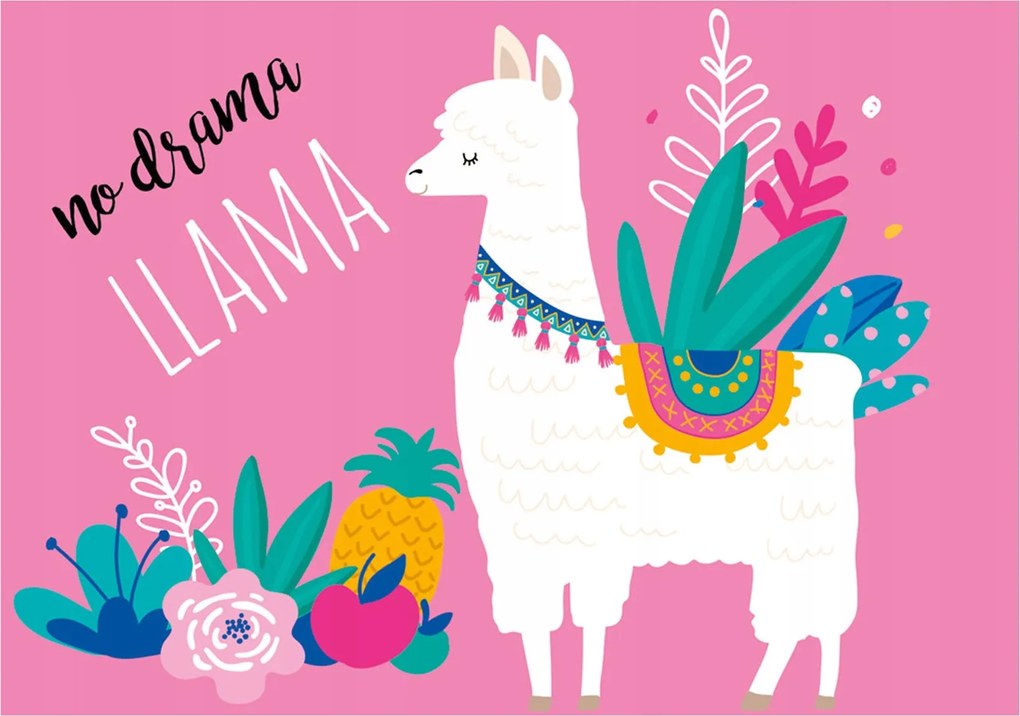 Fotótapéta Láma Virágok Ananász Gyümölcsök Skandináv stílus 368x254 vinil +ragasztó