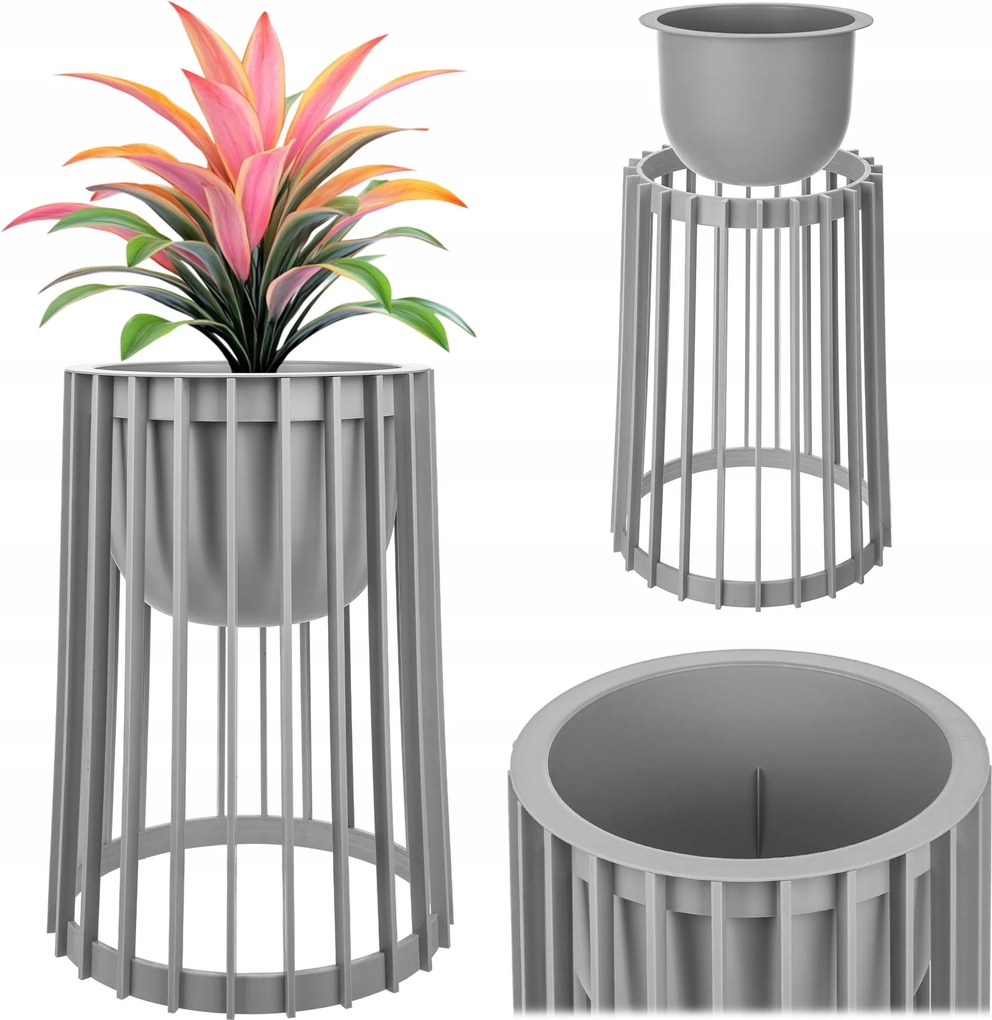 Virágágyás Álló Virágtartó Állvány Loft Kétoldalas Szürke 39,5 cm Utántöltő