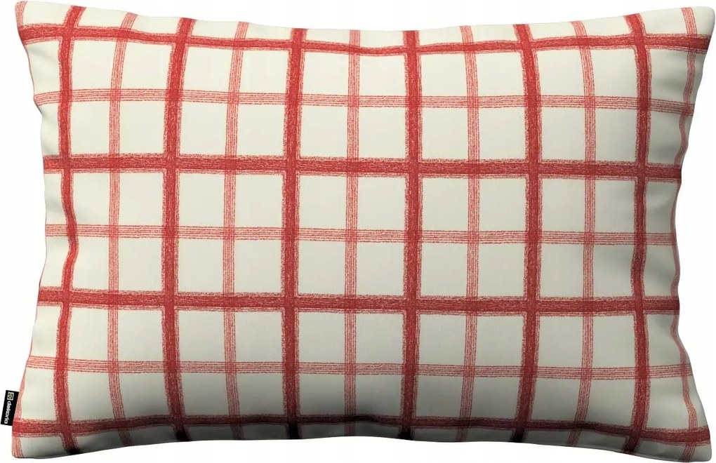 Párnahuzat 47x28 piros kockás, ekrü háttérrel