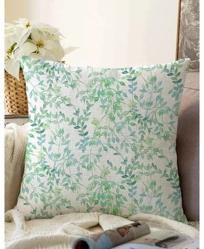 Twiggy bézs-zöld pamut keverék párnahuzat, 55 x 55 cm - Minimalist Cushion Covers