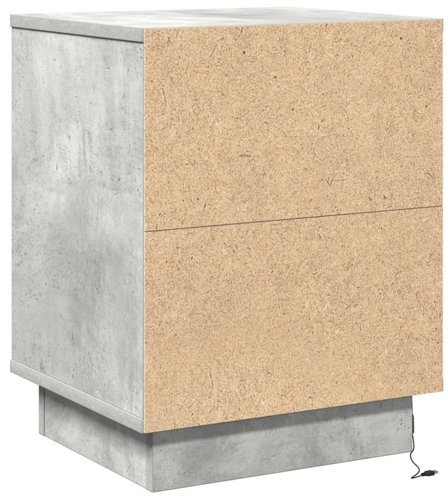 Beton szürke éjjeli szekrény beépített LED világítással 39x34.5x50 cm