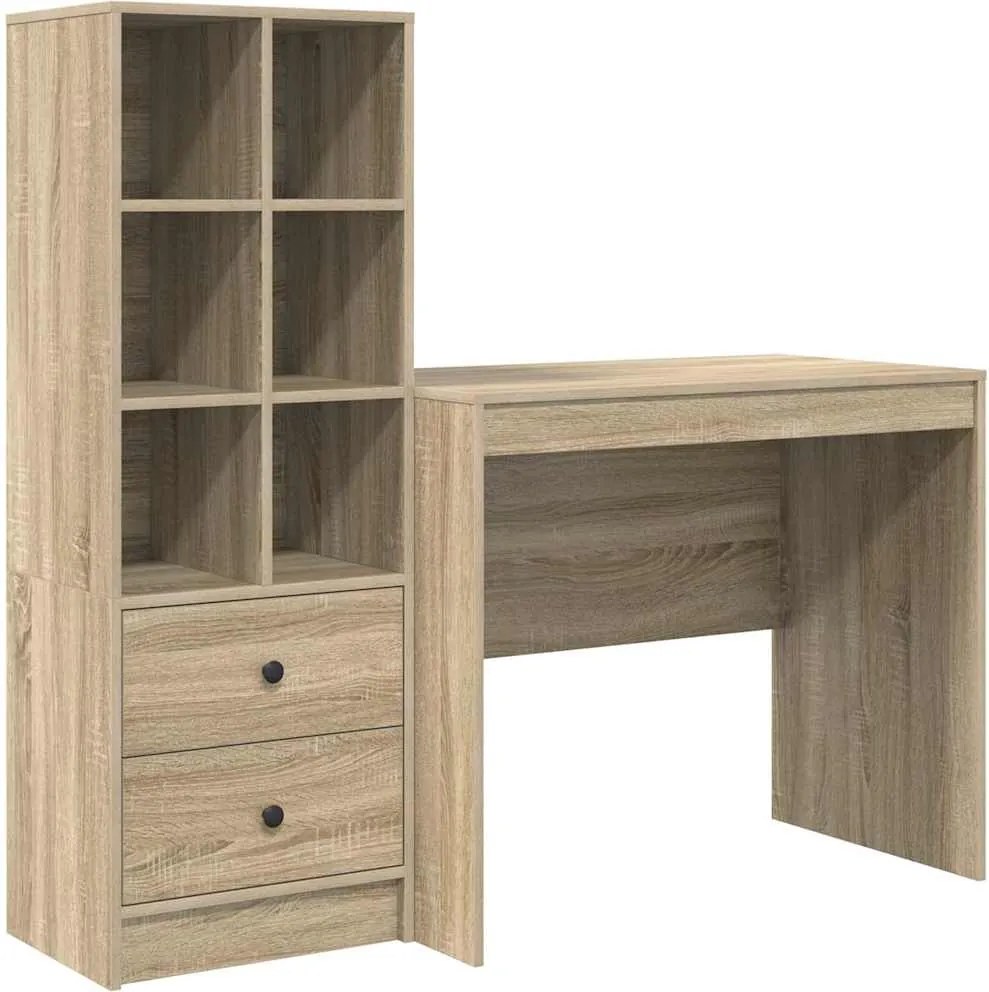 vidaXL Asztal fiókkal 2 pcs Sonoma tölgy