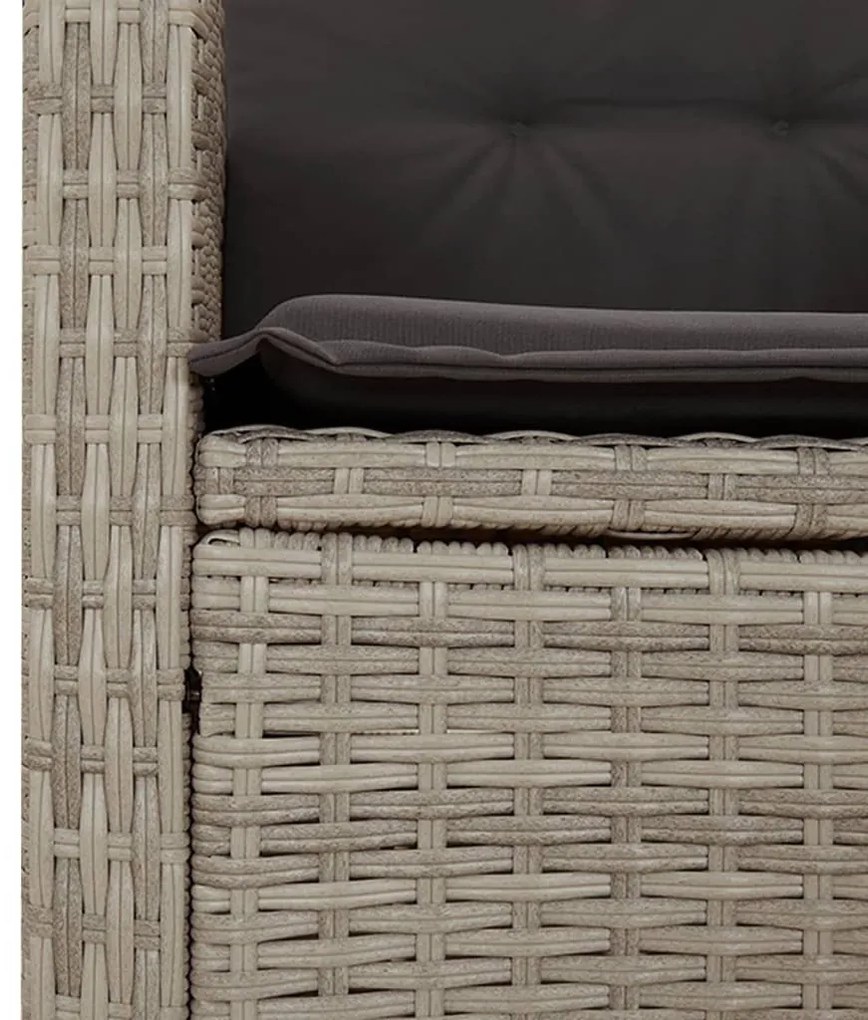 3részes világosszürke polyrattan kerti étkezőgarnitúra párnával