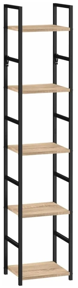 Intenso Home 5 szintes nyitott könyvespolc 29 x 144cm (Aranytölgy) | Univerzális tároló állvány fém lábakkal