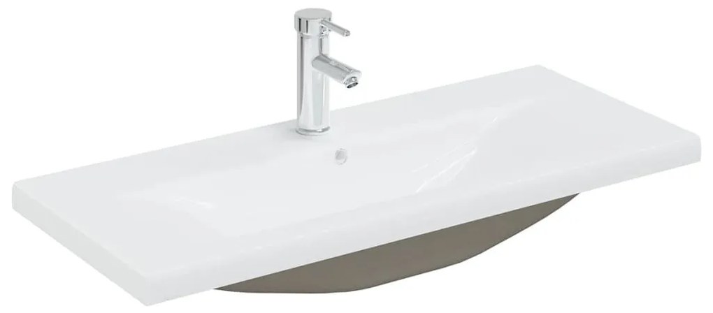 fehér-tölgyszínű szerelt fa mosdószekrény beépített kagylóval