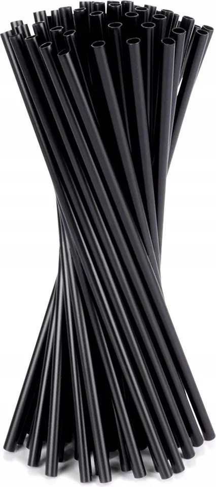50x Szívószálak Fekete Műanyag Többször felhasználható Italok Egyszerű
