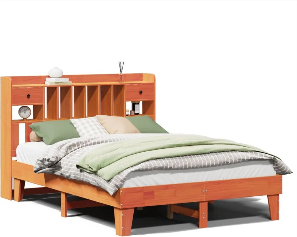 vidaXL viaszbarna tömör fenyőfa ágy matrac nélkül 150 x 200 cm