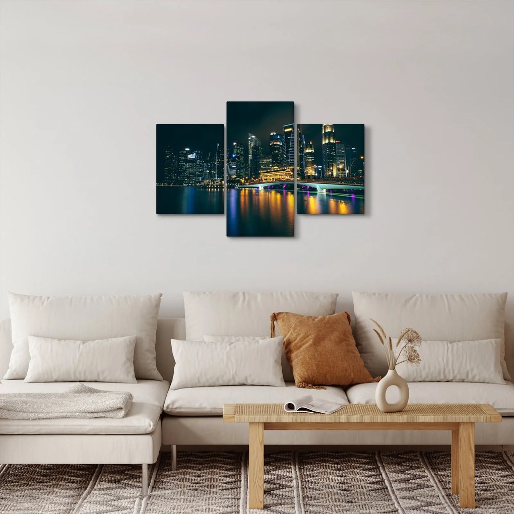 Egy kép az éjszakai Szingapúrról (90x60 cm)